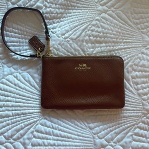 Coach brown genuine leather wristlet